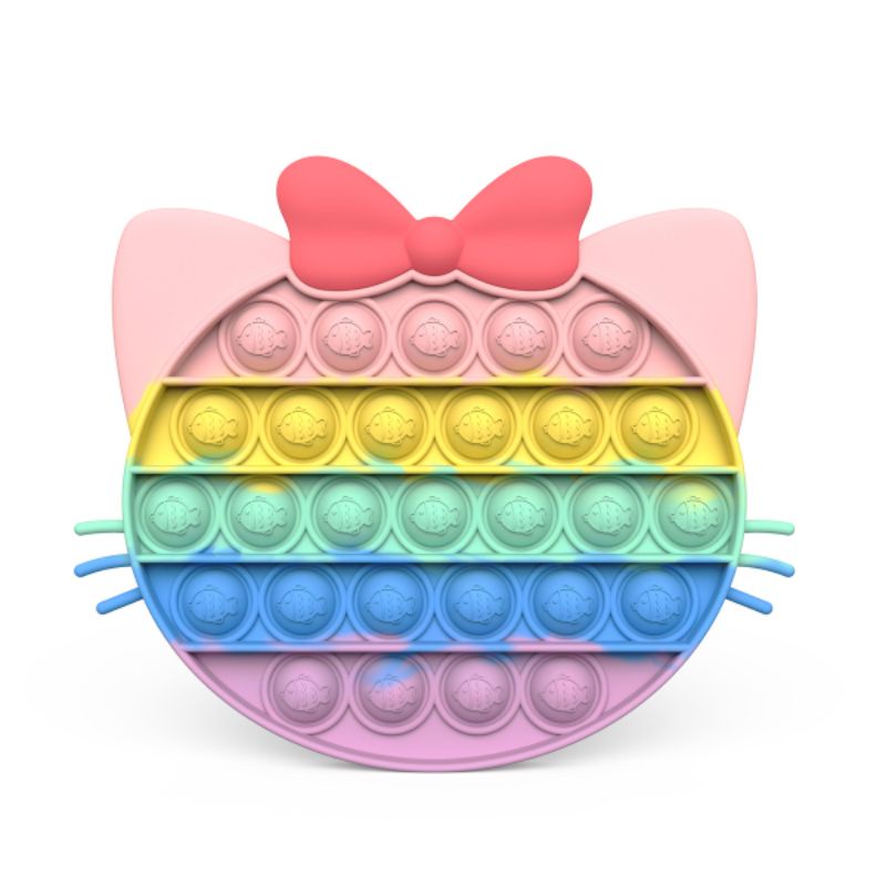 Subarashi - TEBAL Mainan Edukasi Pop IT ORI EMBOSS TEBAL/Mainan ADHD Viral Murah Rainbow-Hello kitty POP