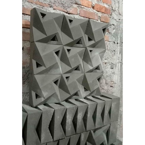 Roster/Loster beton motif kipas 2 lubang abu abu