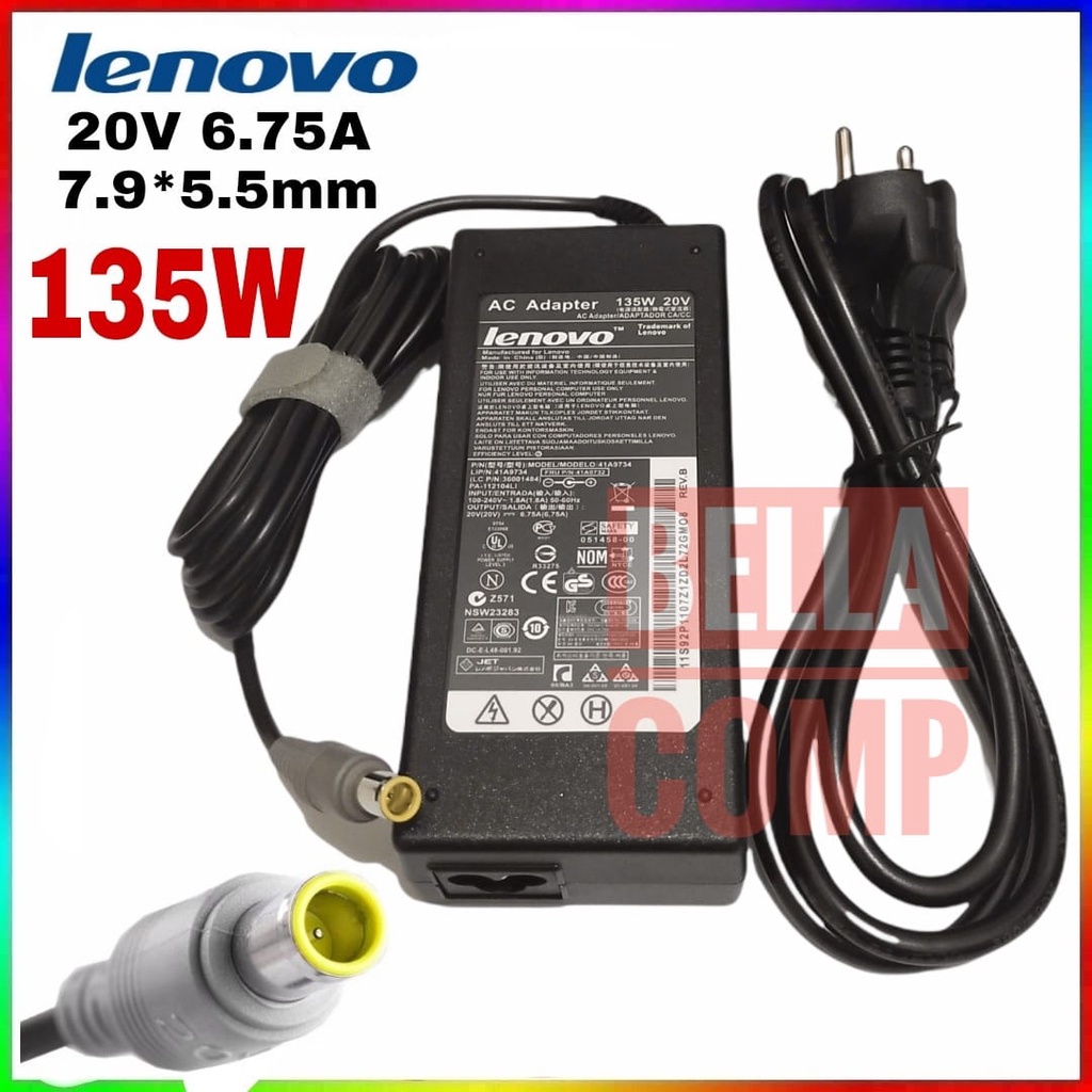 AC ADAPTER CHARGER LAPTOP LENOVO THINKPAD 20V 6.75A 135W 7.9*5.5MM PLUS KABEL POWER FOR LENOVO THINKPAD W520 W510 SERIES
