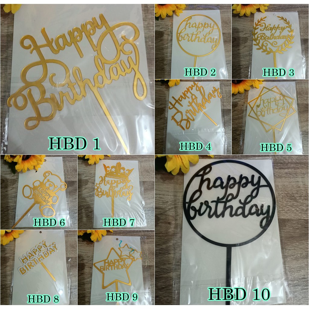 Tusukan hiasan kue happy birthday / Cake Topper Happy Birthday HBD / Tusukan Hiasan Kue