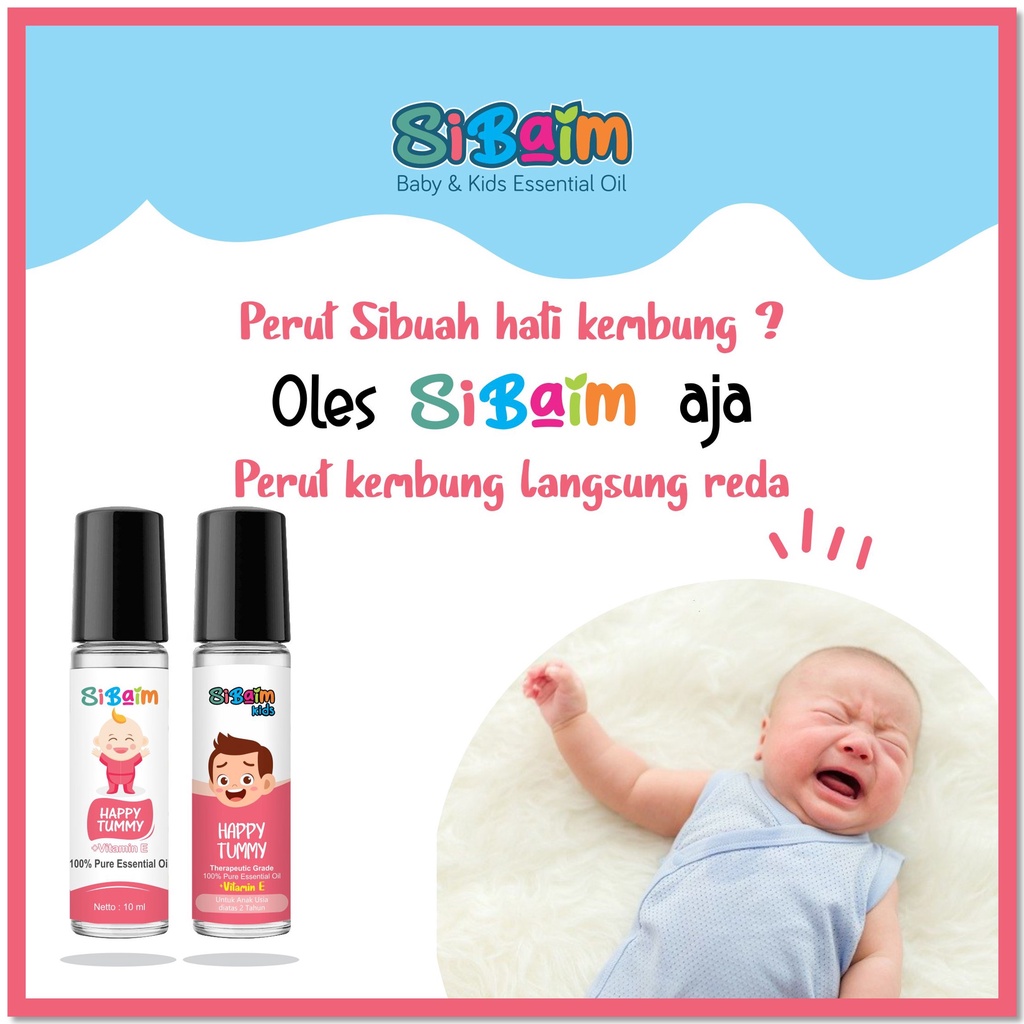 Meredakan Perut Kembung Bayi - SIBAIM BABY HAPPY TUMMY Essential Oil 10ml by psikopediastore