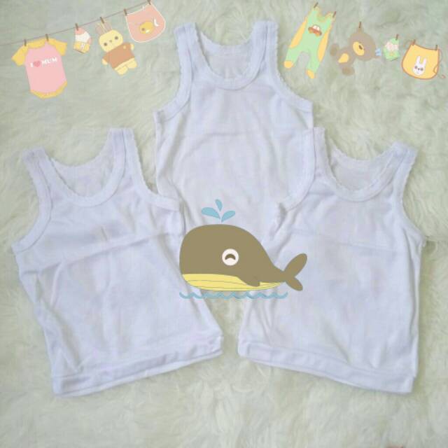 SINGLET ANAK UNISEX PUTIH TK SD SIZE S M  L XL 3L 4L -ALEXAGROSIR