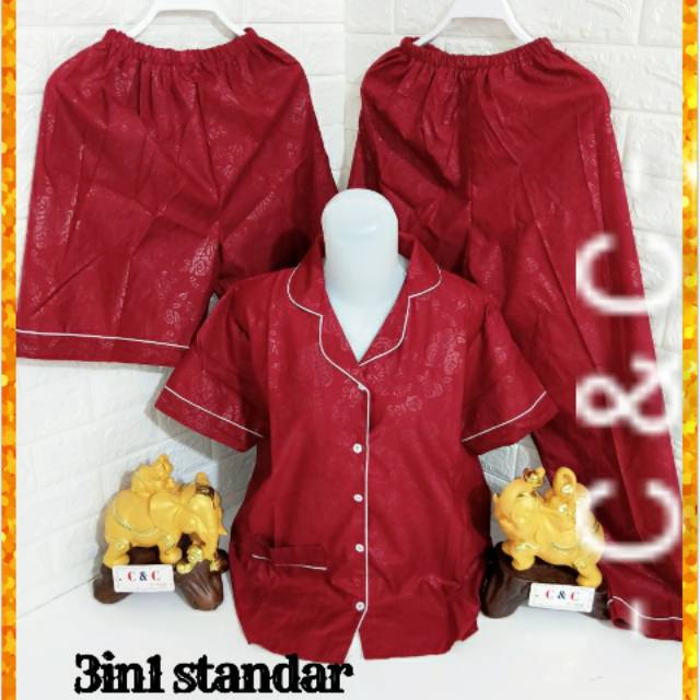 CNC - BAJU TIDUR PIYAMA 3IN1 STANDAR/LD104/HEMBOS