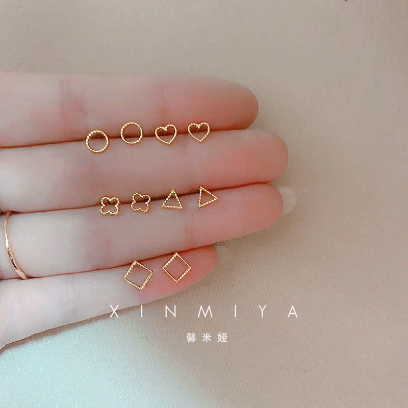 2022 Anting Tusuk Gantung Desain Geometri Mini Gaya Korea / Simple / Pelajar / Pasangan Untuk Wanita