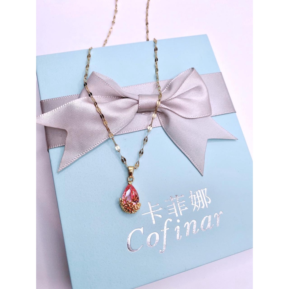 COD! kalung titanium anti karat/ kalung wanita batu merah pink / kalung zircon