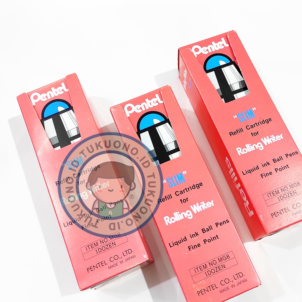 

PENTEL REFILL ISI PULPEN 0.8mm MG8 | Refill Cartridge for Rolling Writer