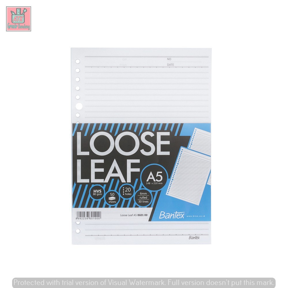 

Bantex Loose Leaf Paper 20 Holes 80 gsm 50 Sheets A5 8601 00