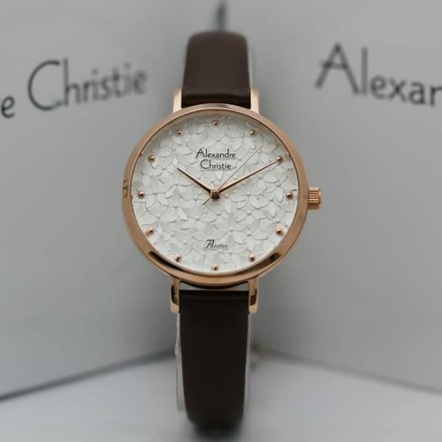 JAM TANGAN CEWEK / WANITA ALEXANDRE CHRISTIE AC 2728 BROWN ROSEGOLD