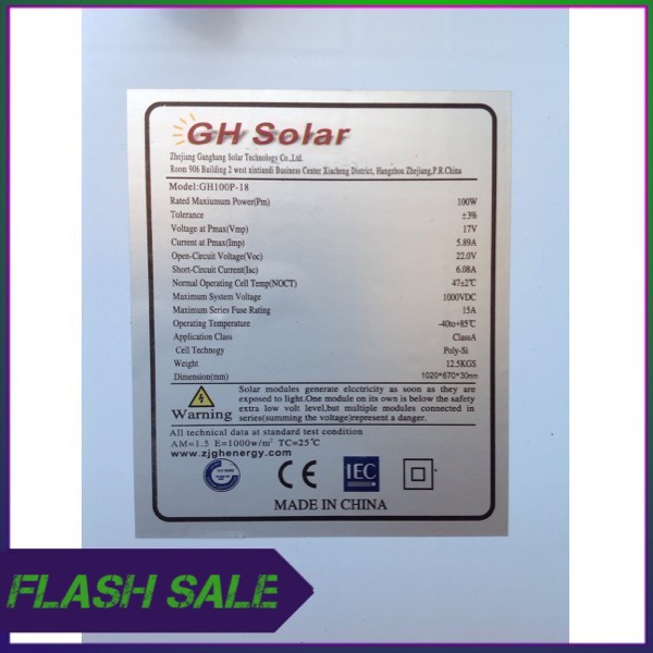 Solar Cell   Solar Panel 100WP GH