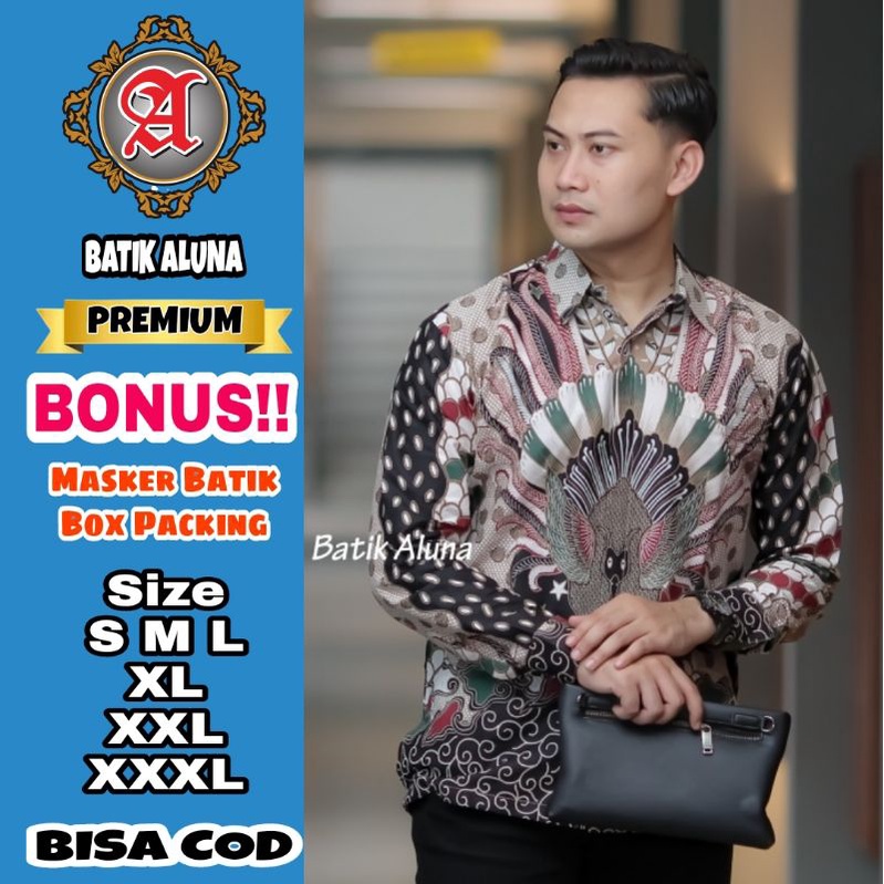 Baju Batik Pria Premium Lengan Panjang Full Furing Batik Solo Pekalongan Reguler Batik Aluna Baju Ke