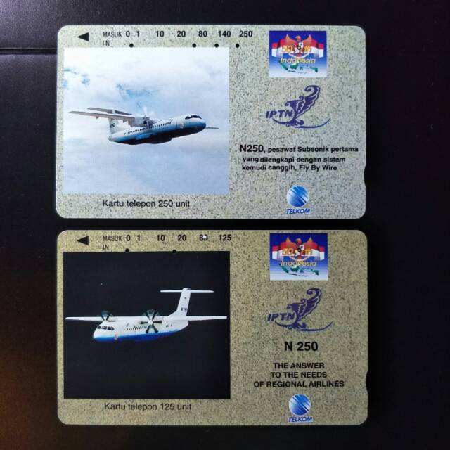 1 Set Kartu Telepon Koleksi Magnetik Telkom - Pesawat N250 Indonesia