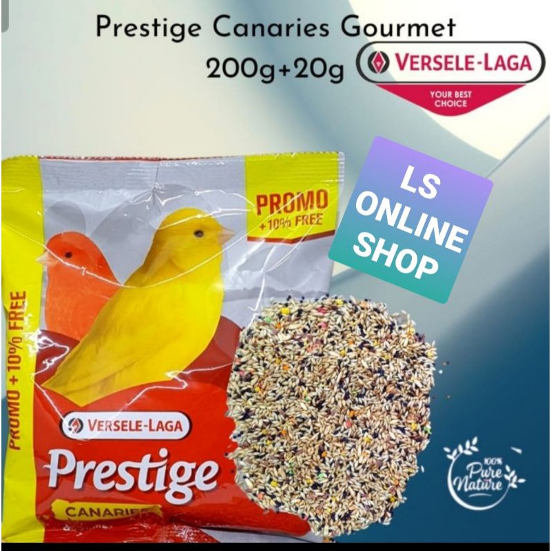 1 saset prestige canaries gourmet 200gr bonus 20gr prestige canary versele laga pure nature pakan burung kenari parrot