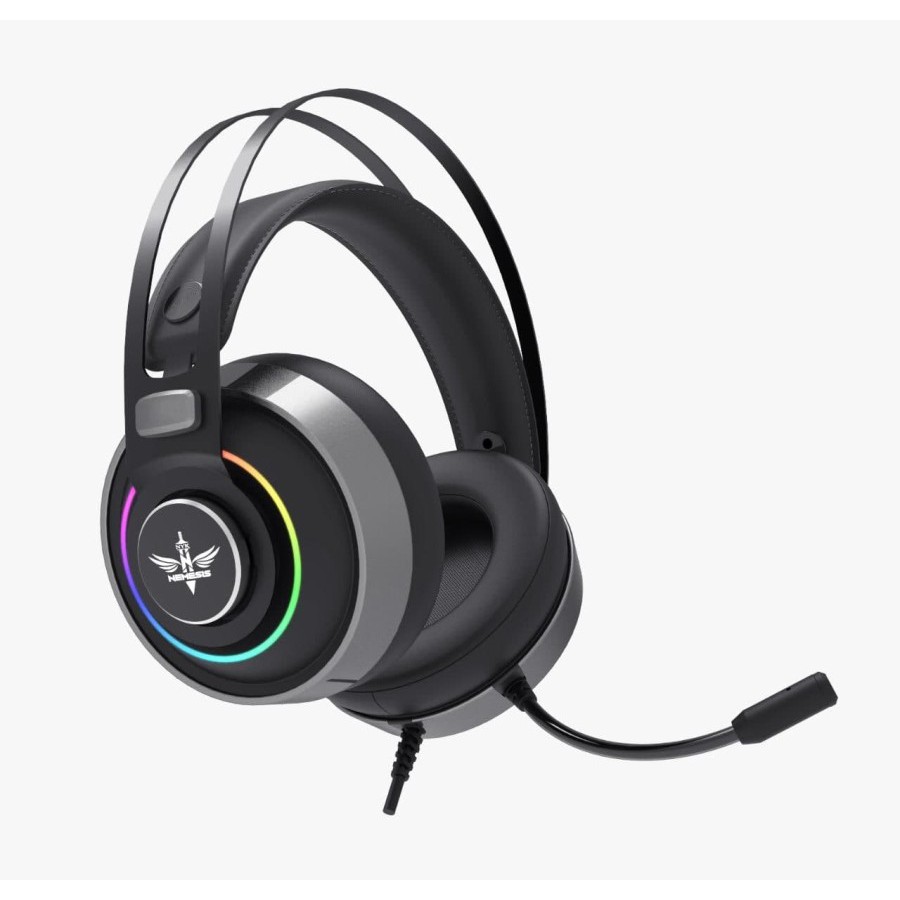 Headset gaming nyk nemesis Wired usb 7.1 surround sound Rgb with noise cancelling akkadia E12 - Headphone e-12