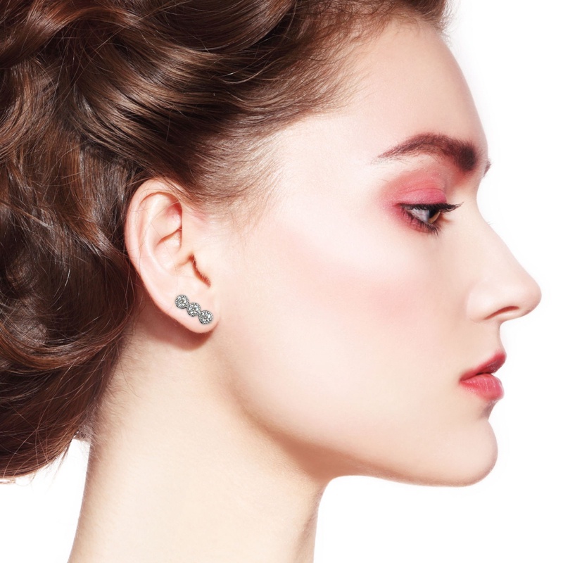 Anting Stud Bahan Metal Dengan Cubic Zirconia Untuk Wanita