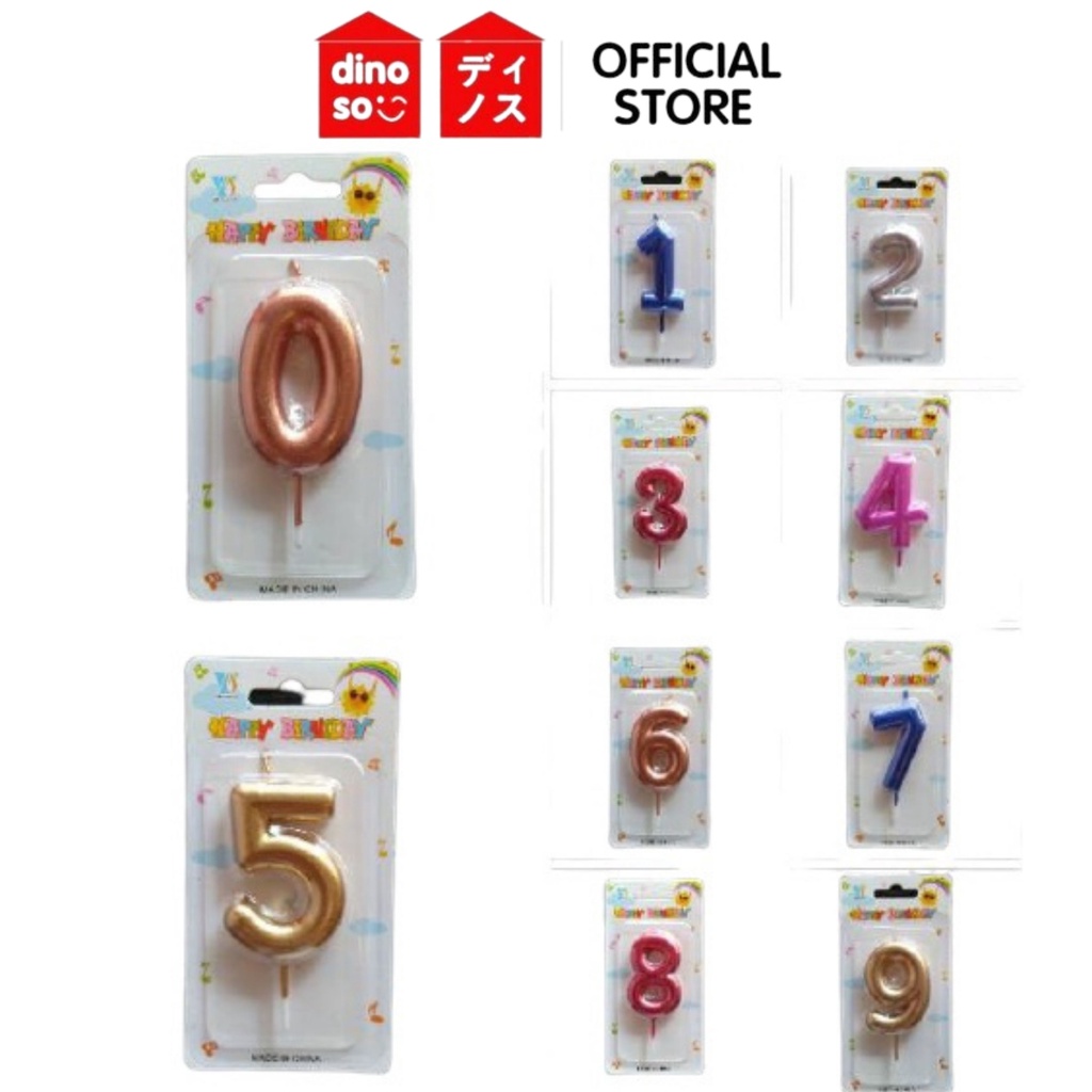 DINOSO Lilin Angka Metalik Chrome Besar