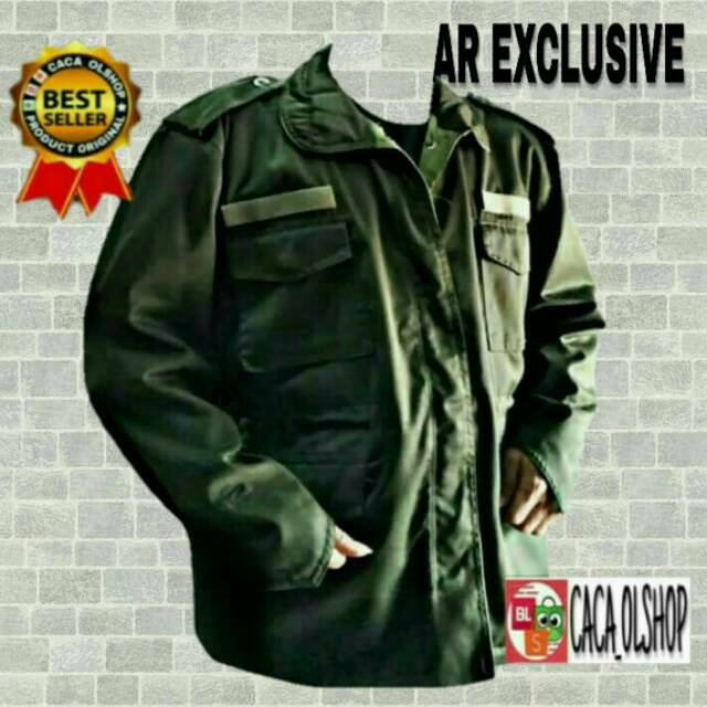 Jaket TNI Ijo Hijau Korea Parka ARMY Bolak Balik Merk AR Exclusive Original