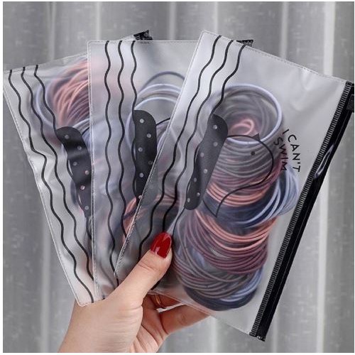 ZILLO Karet Ikat Rambut Korea I Can Swim isi 100 Pcs pengikat Rambut Korea Warna Warni Free Pouch