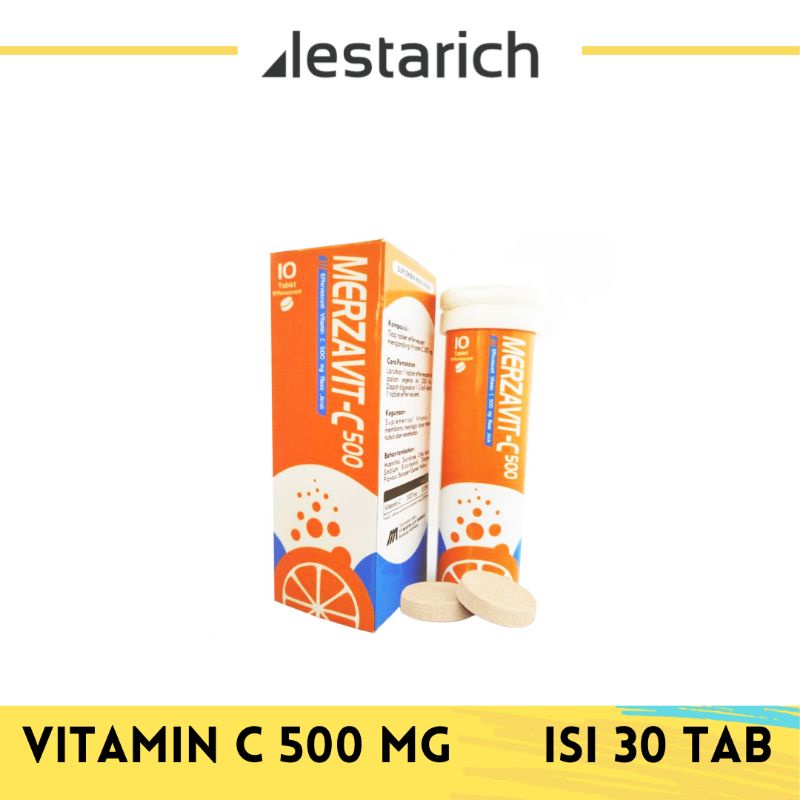 Suplemen Vitamin C Rasa Jeruk Merzavit C 500 Mg 10 Tablet Effervescent Mirip Redoxon