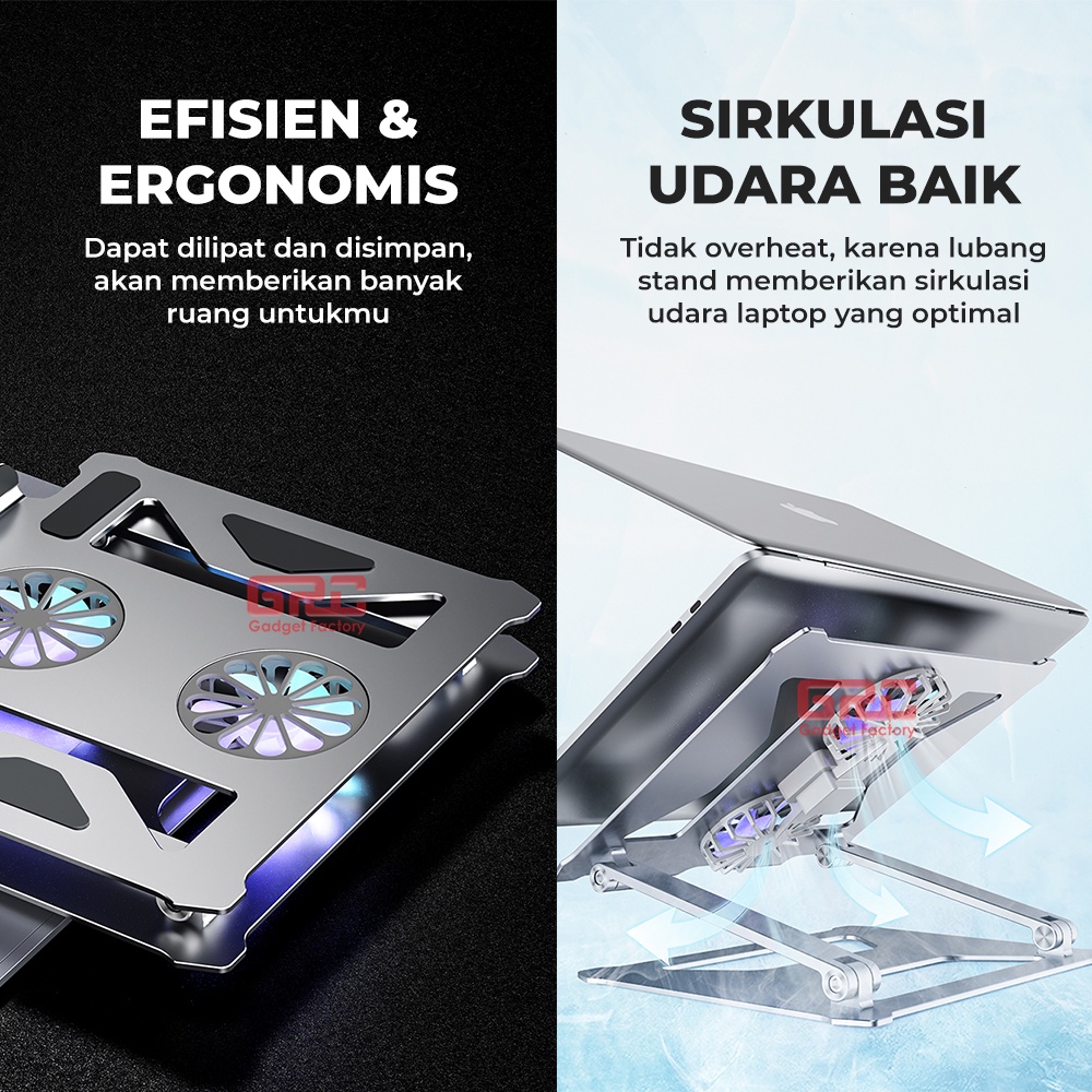 Laptop Stand With Cooler Fan Holder Standing Laptop Macbook Tab 17 inch Kipas