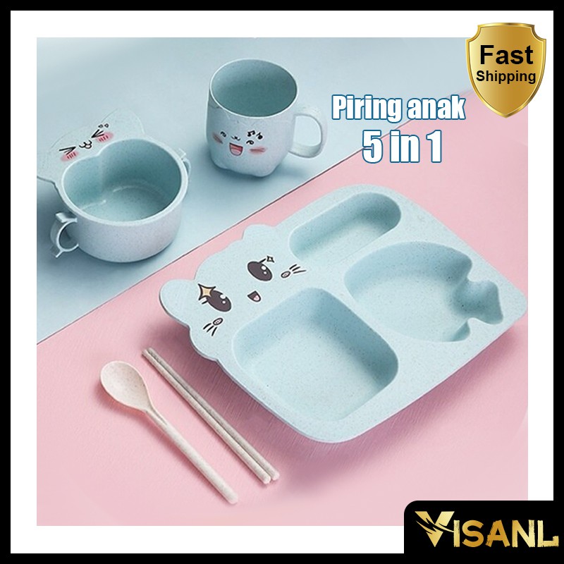 Alat Makan anak set Piring mangkok anak Tempat makan set/Fiber Tableware