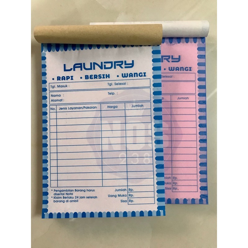 Nota Laundry 2ply 1/4folio isi 100lembar