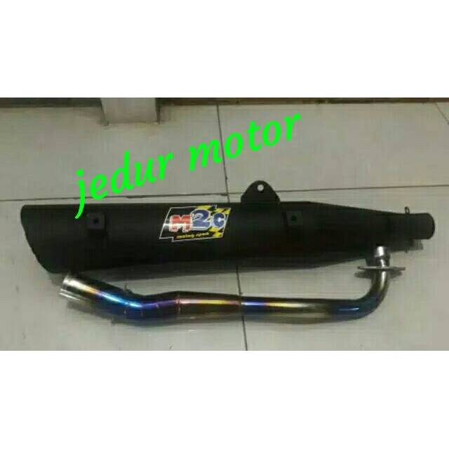 Knalpot racing bobokan model tsukigi wave leher pelangi Honda Supra fit lama