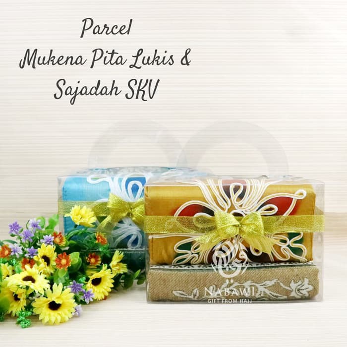 Parcel Mukena Parasut Pita Lukis dan Sajadah Turki SKV Oleh Oleh Haji