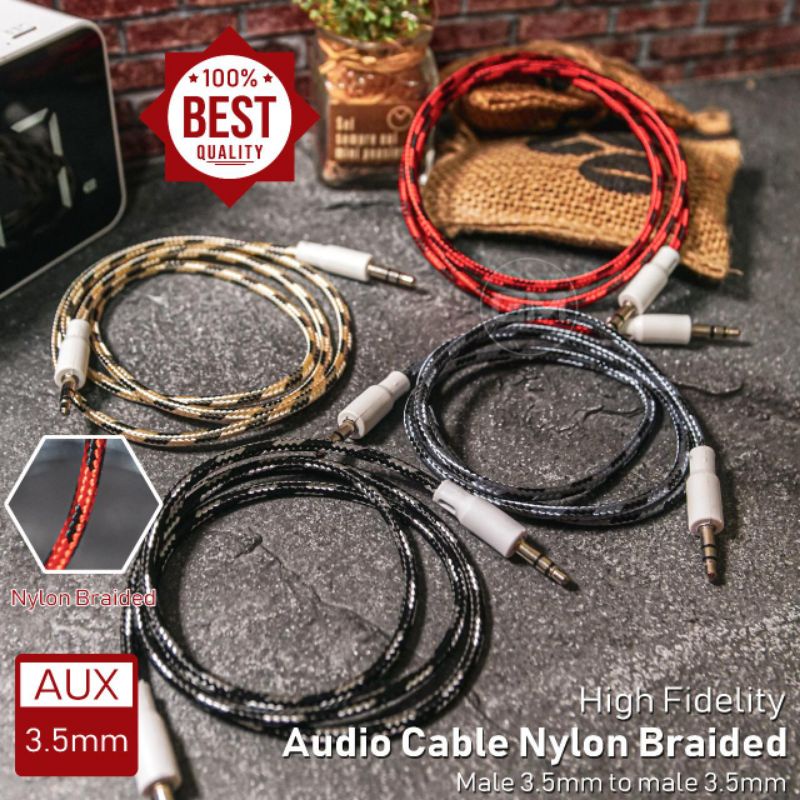 Kabel Audio AUX Jack 3.5mm Panjang 100cm 1m HP Android