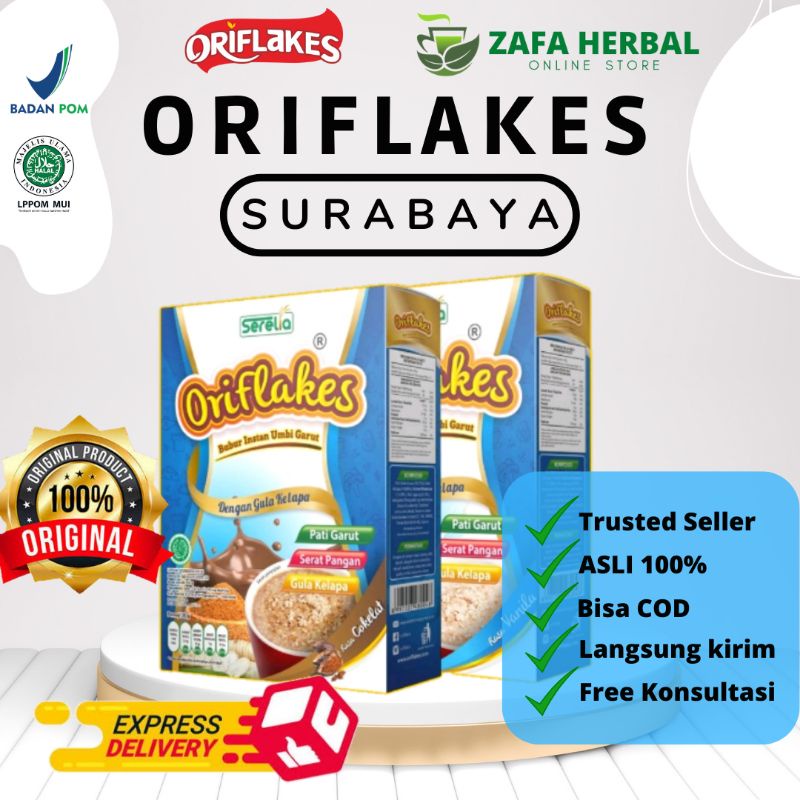 

ORIFLAKES SLIM 350 gr Solusi Diet bagi Penderita Asam Lambung Maag Gerd Sereal Umbi Garut