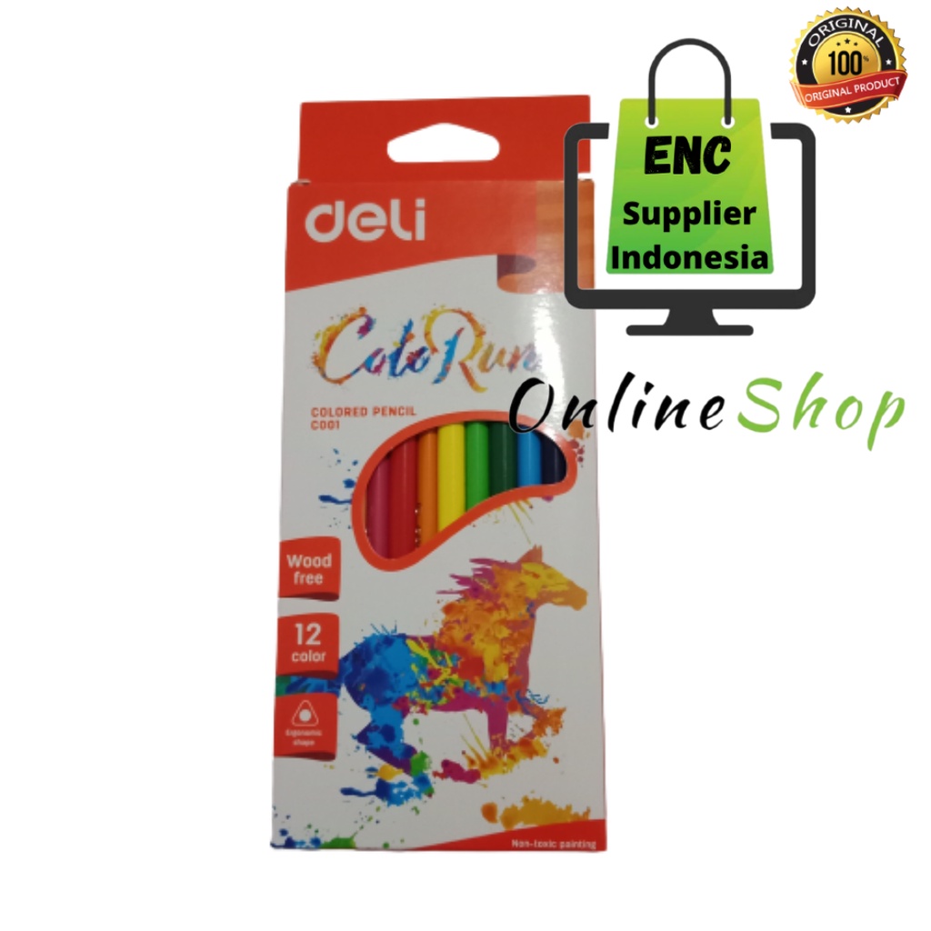 

deli 12 w pensil warna colorun bentuk segitiga ergonomis plastik 12 warna panjang EC00100 wood free 12w per set - enc.sup