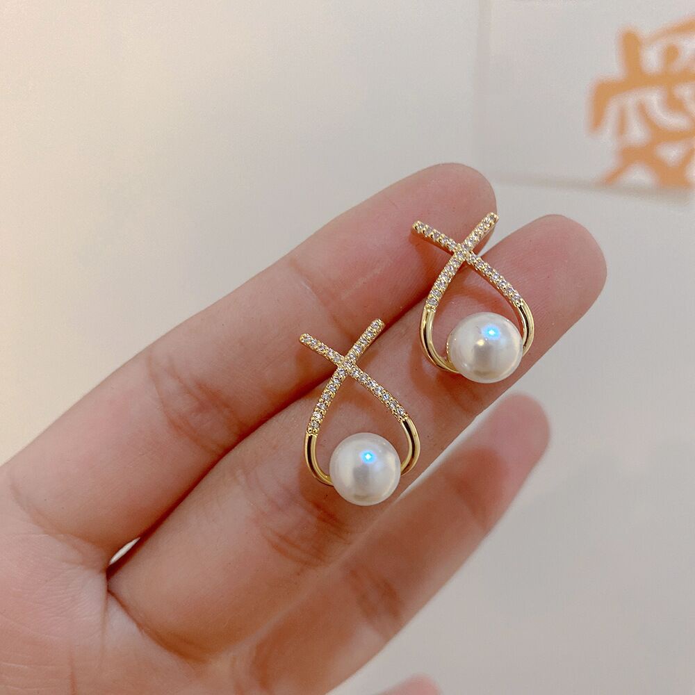 Anting Mutiara Motif Tulisan Gaya Retro Untuk Wanita