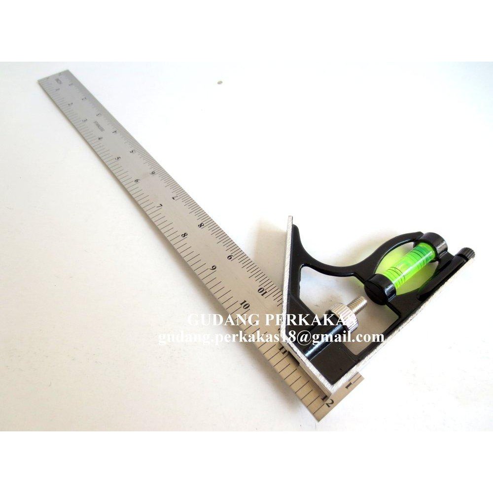 

PENGGARIS SIKU. SIKU TUKANG WATERPAS 12 INCH . SIKU TUKANG KOMBINASI 12 INCI INCH IN . ALAT UKUR