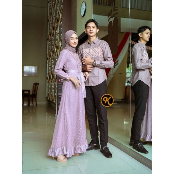Baju Muslim Gamis Wanita Set Couple Batik Pekalongan Murah Jumbo Kondangan OOTD Tunangan Lamaran Cod