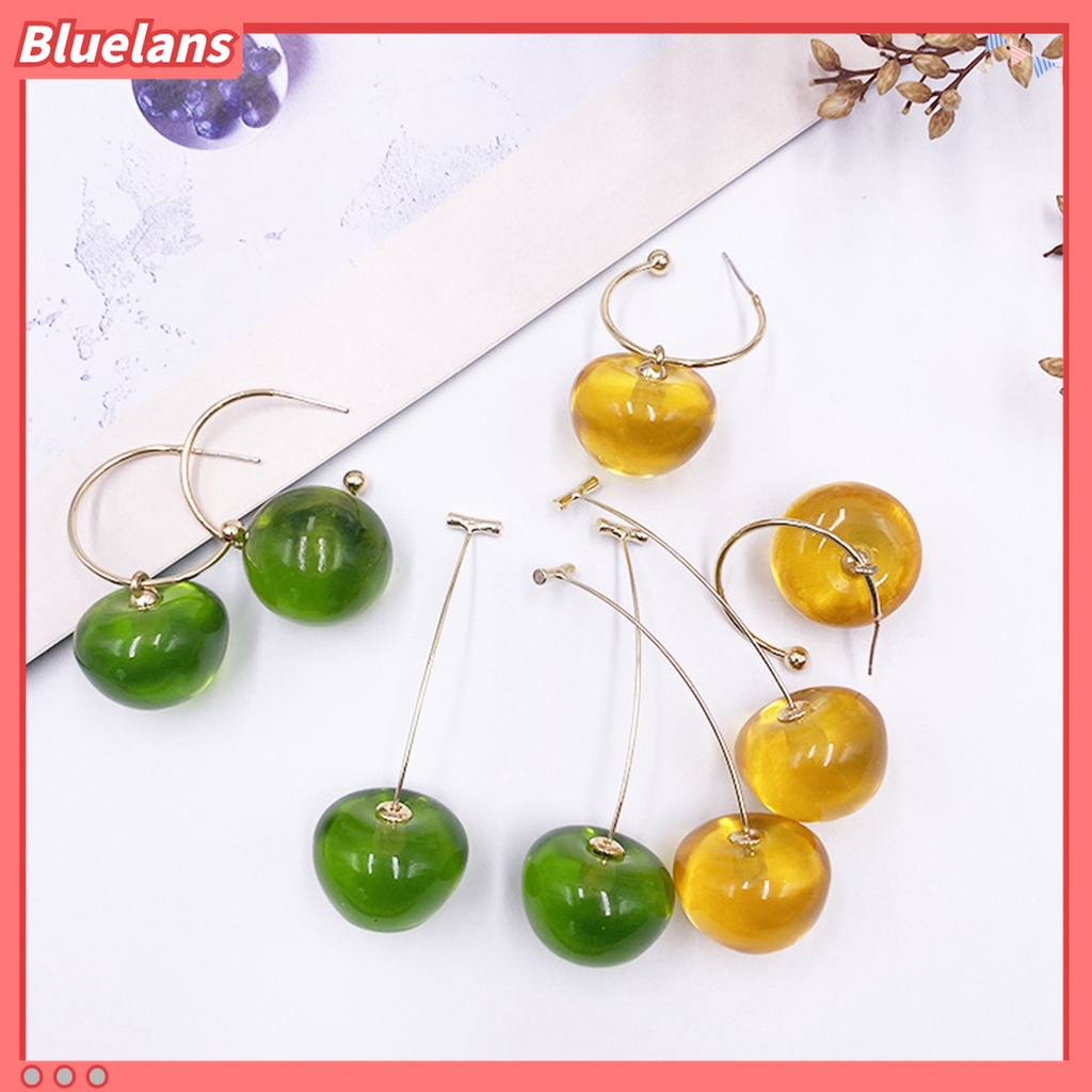 1 Pasang Anting Stud Desain Buah Ceri Untuk Aksesoris Wanita