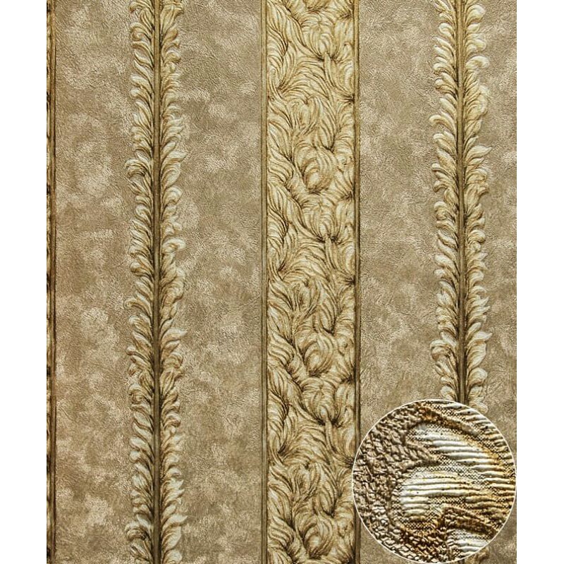 WALLPAPER STICKER DINDING BERTEKSTUR TIMBUL BATIK SALUR EMAS