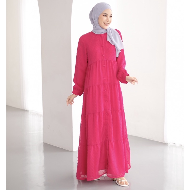 RUBY DRESS PINK SERIES | Gamis Pesta Brand Lokal Kekinian Mewah Bahan Ceruty Busui Firendly