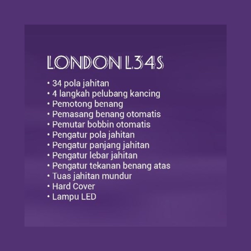 Mesin Jahit Portable London L34S Messina