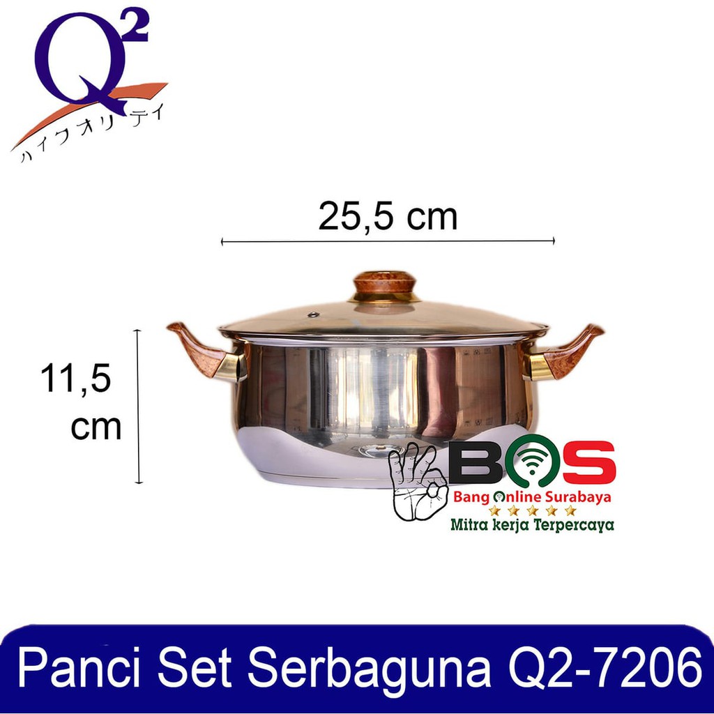 Q2 Panci Set Stainless Steel 6 PCS Set Q2-7206 Q2 7206 Q27206