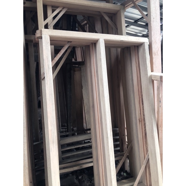 Kusen Jendela Double Meranti Oven (100x150) | Kusen Gendong | Kusen 2 Lubang | Kusen Jendela Kayu