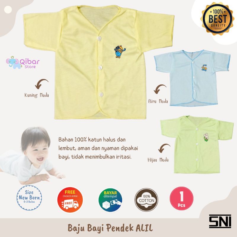 Baju Bayi Lengan Pendek Halus POLOS ALIL Baju Bayi Newborn Perlengkapan Bayi Baru Lahir