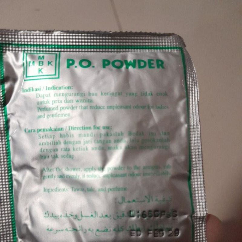 M.B.K.Powder anti bau badan 13.6 gram sachet 1 pcs