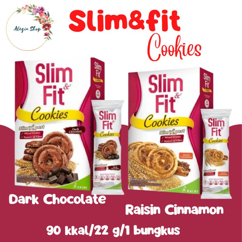 

Slim & Fit Slimfit Slim Fit Slim and Fit Cookies Diet Dark Chocolate Raisin Cinnamon 1 Box 10 x 22 g Murah