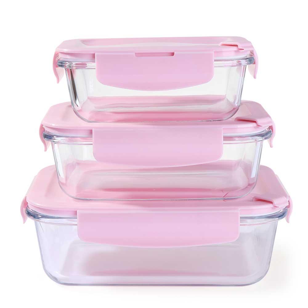 Solighter Wadah Penyimpanan Makanan 410/700/1040ml Extra Large Freezer Dishwasher Glass Lunch Box