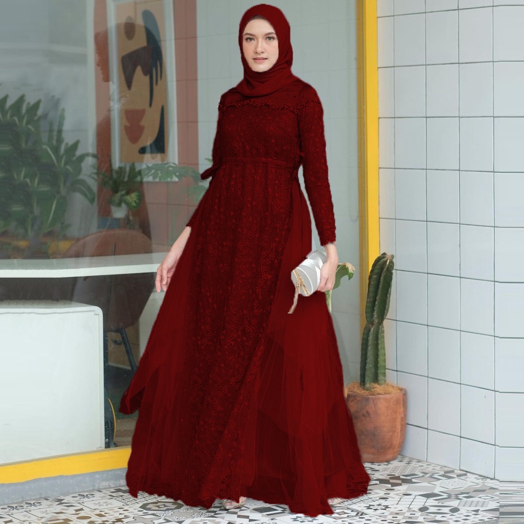 BISA BAYAR DITEMPAT / COD MAXI DRESS BRUKAT SERAGAM KONDANGAN OUTFIT PESTA KEKINIAN DRESS BROKAT MODERN GAMIS KAYLA DRESS RESEPSI