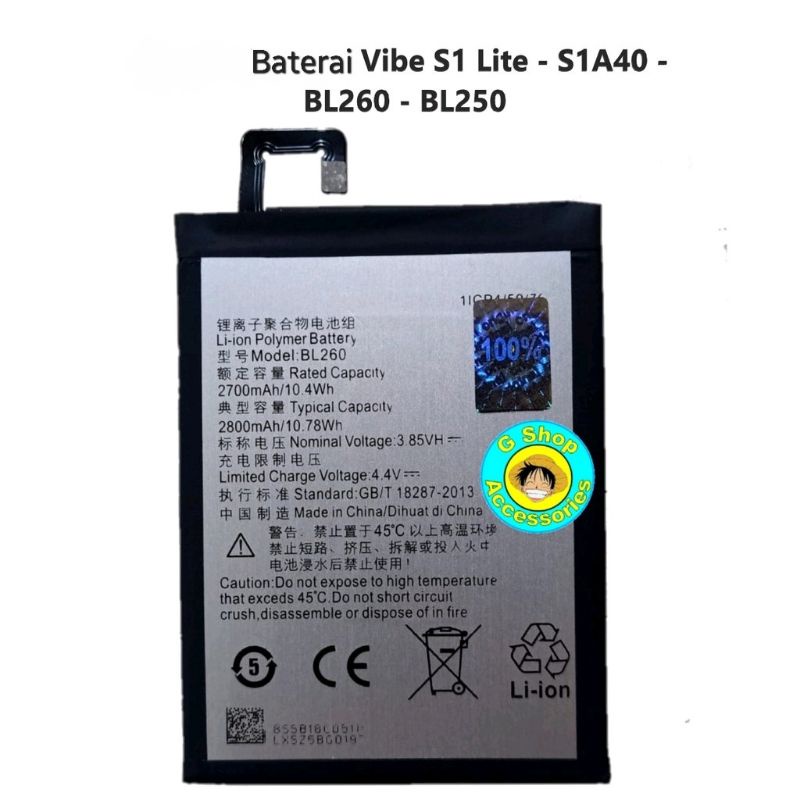 Baterai Original Vibe S1 Lite S1LA40 S1A40 Vibe S1 BL260 BL250