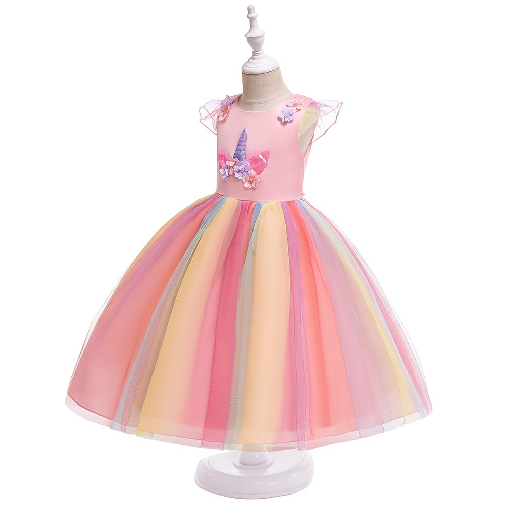 [Brandedbaby] 3T-9T B2W2 DRESS UNICORN IMPORT / TUTU UNICORN / GAUN PESTA ANAK UNICORN PELANGI