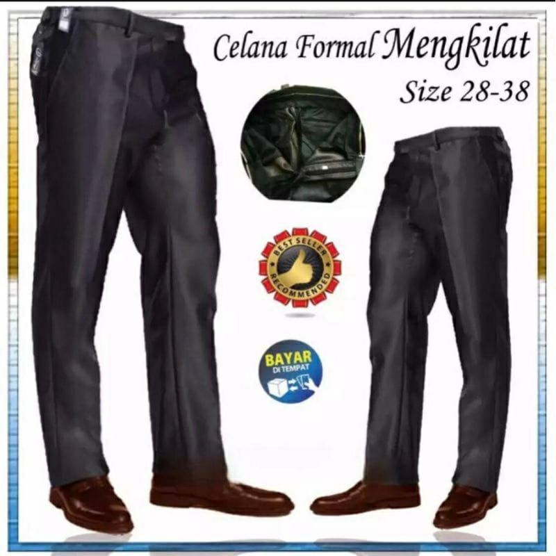 celana kantor kerja harian bahan mengkilap/celana bahan pria/ celana formal pria/ celana kantor pria/ celana import/SLIMFIT