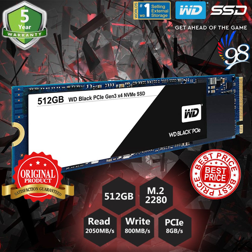 SSD WD Black M.2 PCIe 512GB 512 GB - M.2 2280 PCIe 3.0 x4 NVMe