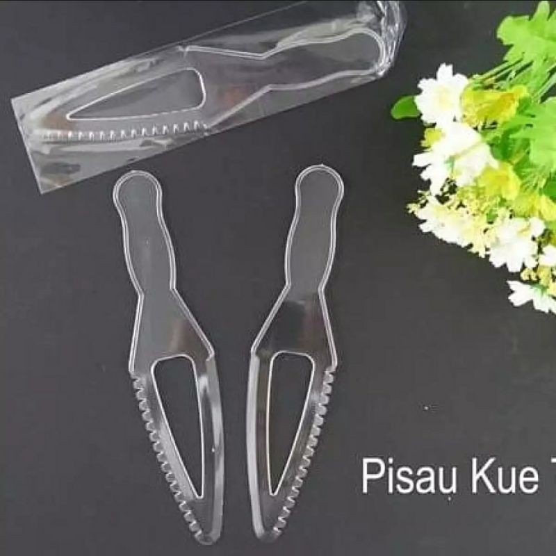 Pisau kue plastik bening / pisau kue tart bening / pisau plastik untuk kue