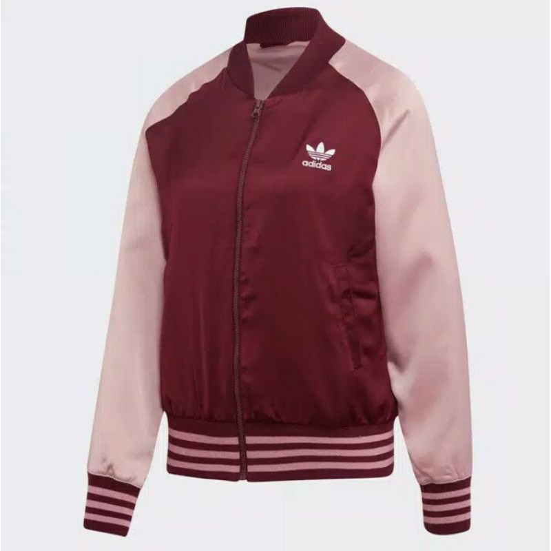 Jaket ADIDAS ORIGINAL Women Satin Bomber Track Pink Maroon